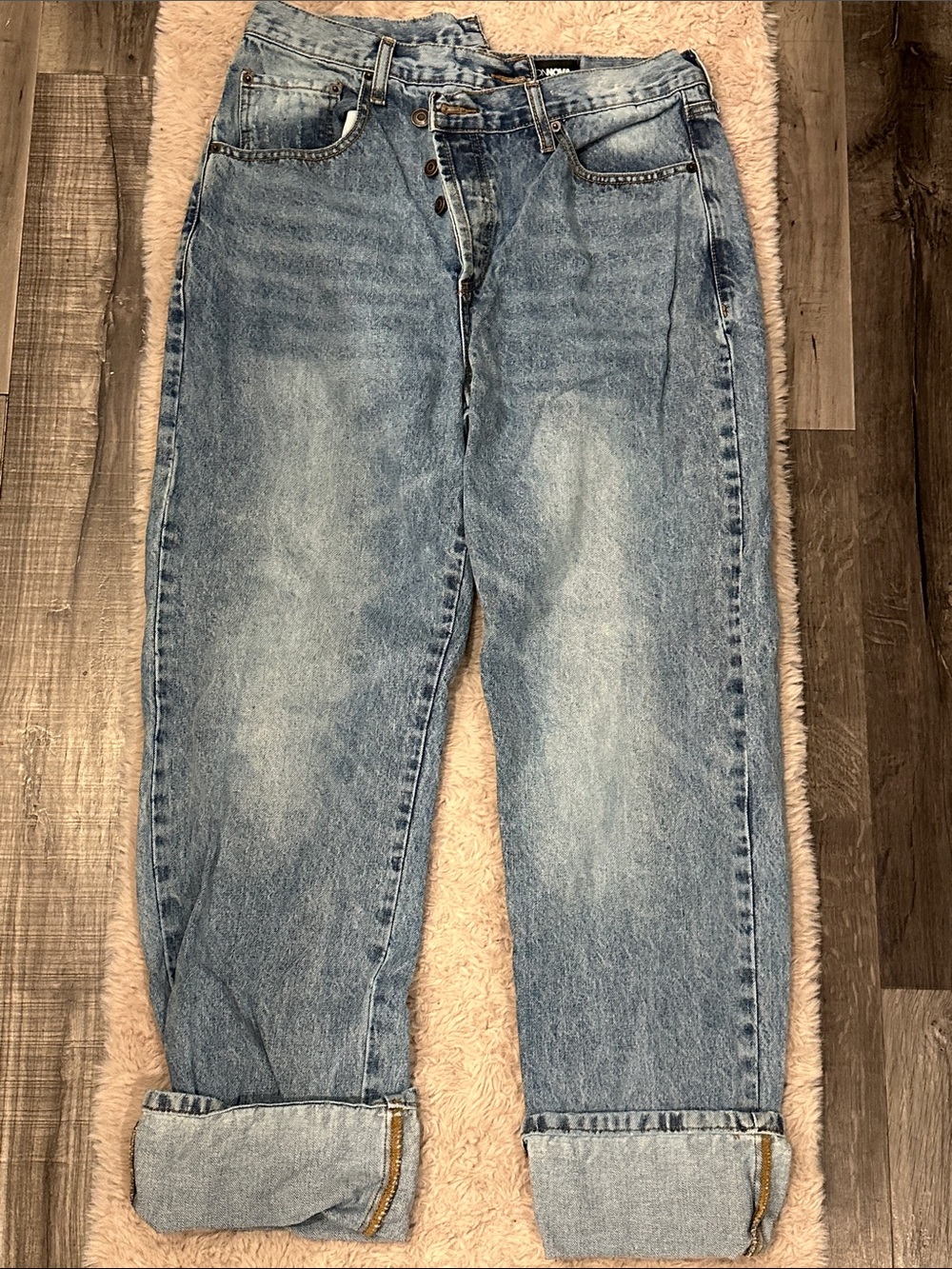 Fashion Nova Men's Washed Blue Relaxed Jeans